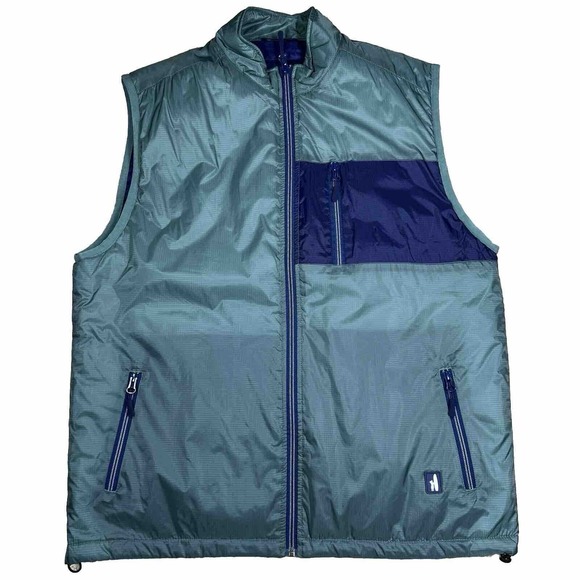 Johnnie-O Prep-Formance Full Zip Vest Men’s Size Large Green Blue JMVT1040 - Picture 1 of 9